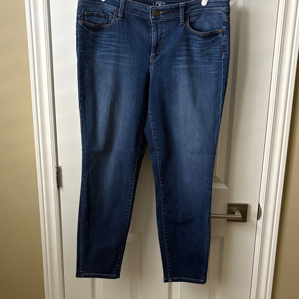 LOFT Modern Skinny Ankle Dark Blue Jeans